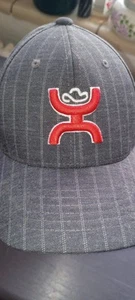 Hooey Brand Youth Size Flexfit Gray Pin Stripe Red Embroidered Baseball Hat Cap - Picture 1 of 16