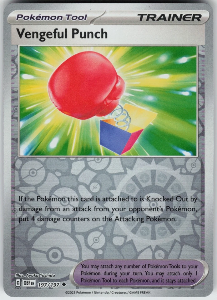 PO-01 Reverse Holo Vengeful Punch 197/197 Uncommon SV03: Obsidian Flames - Image 1 of 1