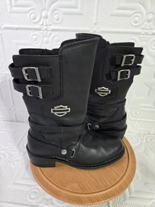 Stivali da motociclista Harley-Davidson Kayleigh taglia 7,5 M in pelle nera con zip laterale D87023 - Foto 1 di 13