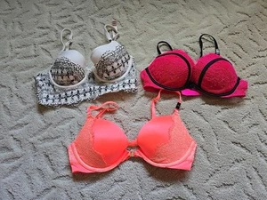 NWT Lot 3 Victoria's Secret Very Sexy 34B Push-Up Pink, Orange, White, Lace - Picture 1 of 18