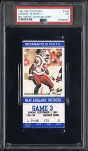 Ben “Winter” Coates NFL Debut Ticket Rare Patriots HOF Sep 1 1991 PSA 7 Pop 1 - Picture 1 of 3