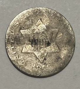 1853 - Three Cent Trime 3c - Exact Coin Imaged #3C52 - Picture 1 of 2