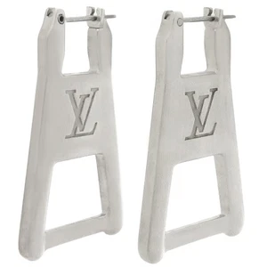 LOUIS VUITTON Pierce Boucle d'oreille LV Zip Earrings metal Silver MP301 - Picture 1 of 6