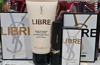 YSL Libre 香水迷你套装带身体润肤乳睫毛膏手包旅行样品 — 第 1/4 张图片