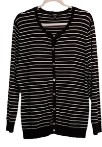Cárdigan Jones NY Negro Blanco Rayas XXL Cápsula Náutica Costera Preppy - Imagen 1 de 10