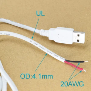 Cable coleta 1 pieza 1M/3.3FT 20AWG USB 2.0 macho enchufe cable de 2 pines hágalo usted mismo color blanco - Imagen 1 de 8