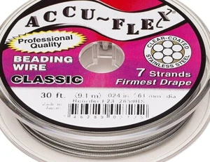 Auffädeln Draht, 30 Fuß Spule 7 Strang Accu-Flex 0,024 Zoll Durchmesser Klar - Bild 1 von 5