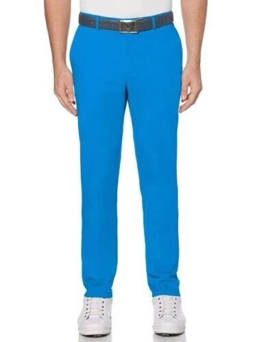 CALLAWAY Men Large 38x34 Blue Zip Ankle Stretch Performance Golf Pants NES