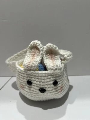 Cesta de huevos de Pascua de ganchillo con huevos de ganchillo - Hecha a mano  Foto 1 de 4