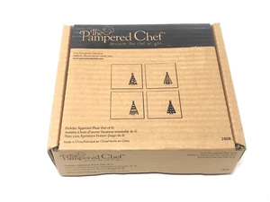The Pampered Chef Holiday Appetizer Plates (Set 4) 2808 6"×6" Christmas Tree NEW - Picture 1 of 5
