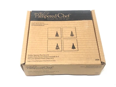 The Pampered Chef Holiday Appetizer Plates (Set 4) 2808 6"×6" Christmas Tree NEW - Image 1 of 4
