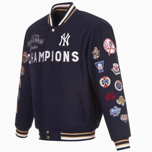 MLB New York Yankees World Series Champion Wolljacke Navy Bestickt Neu - Bild 1 von 7