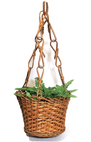 Basket Wicker Rattan Woven 3 Chain Hanging Planter Cover