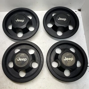 Jeep Wrangler YJ TJ 87-06 Black Center Cap Wheel Hub BLACK OEM SET OF 4 - Picture 1 of 13