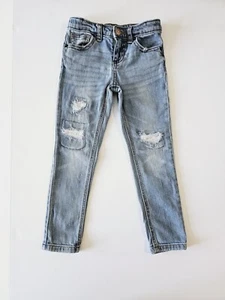 Cat And Jack Girls Jeans Size 5  Distressed Sequin Detail Adjustable Waist - Picture 1 of 8