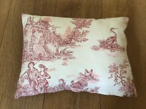 French style dark red toile de jouy cushion cover with check reverse 30 x 40cm