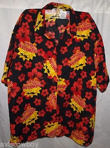 Hawaiian Tropic Sun Tan Tanning Lotion Oil Suntan Yellow Aloha Shirt Men's XL - Picture 1 of 4