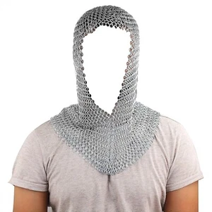 Battle Ready Chain Mail Coif Armor | Aluminium Shoulder & Face Chain Mail - Imagen 1 de 5