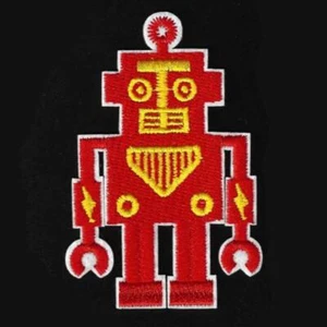 ROBOT IRON ON PATCH 3.125" Red Kids Clothes Backpack Hat Jacket Embroidered NEW - Picture 1 of 2