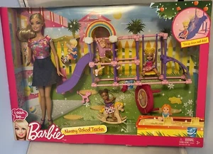 Barbie I can be Nursery School Teacher 2 Toddler Dolls Playground Damaged Box - Picture 1 of 5