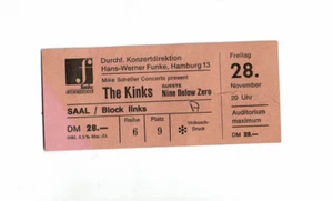 Eintrittskarte The Kinks Ticket Hamburg Nine Below Zero 1980er Auditorium... - Picture 1 of 2