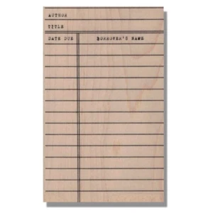 Wood Rubber Stamps, Library Book Return Card, School Books, Dates, Mixed Media - Picture 1 of 6