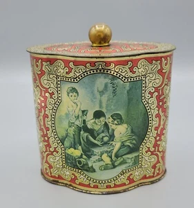Vintage West Germany Tin Container Lid with Ball Knob Finial Cookie Biscuit Tin - Picture 1 of 15
