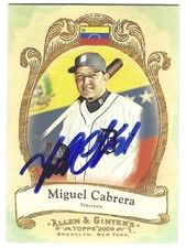 MIGUEL￼ CABRERA SIGNED 2009 TOPPS ALLEN & GINTER BASEBALL CARD DETROIT TIGERS