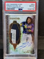 2021 Diamond Icons Baseball Ronald Acuna Jr Jumbo Patch Auto #01/25 PSA 8 NM-MT!