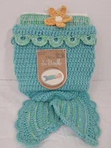Conjunto Sirena Azul Ganchillo a Mano So Dorable Bebé Infantil Niña 0 a 6 Meses Nuevo con Etiquetas - Imagen 1 de 6