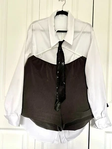 Nerdy Professor White Top Black Tie Grey Short Halloween Costume Dance Size XL - Picture 1 of 12