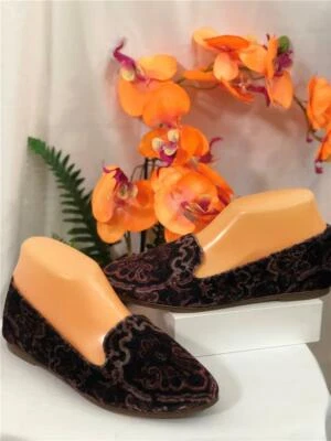 Lucky Brand Women's Carlyn Black/ Purple Multi Floral Velvet Fabric Flats Sz7.5M - Image 1 of 4