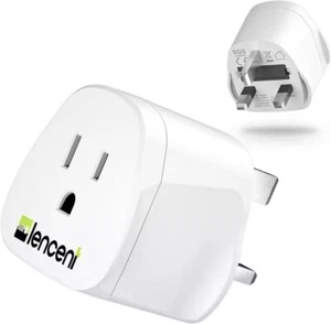 LENCENT US to UK Plug Adapter, 2/3 Pin USA to 3 Pin UK Plug Adaptor, American - Picture 1 of 7