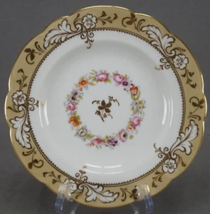 John Ridgway 2/8663 Hand Colored Floral Beige & Gold 6 3/4 Inch Plate C. 1840s A - Picture 1 of 10