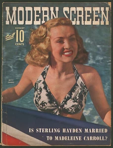 Modern Screen Magazine August 1942 Betty Grable ~Gene Tierney~ Barbara Stanwyck - Picture 1 of 7