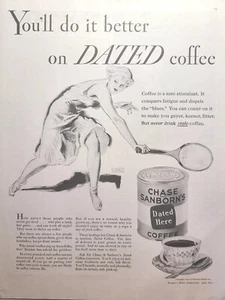 Chase and Sanborn's Coffee Tennis Girl John LaGatta Art Vintage Print Ad 1933 - Imagen 1 de 6