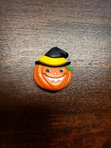 Russ PIN Halloween Vintage PUMPKIN JOL WITCH HAT Holiday Brooch - Picture 1 of 4