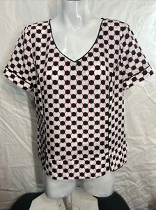 Hi There Karen Walker size 14 blouse top Polka Dot Short Sleeve Black white - Picture 1 of 17