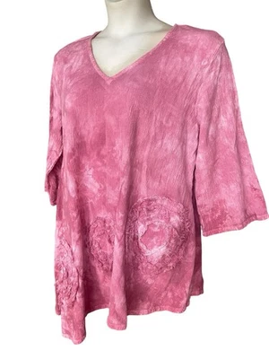 Túnica de playa Dunas relajada moda malva rosa algodón arrugado M L Lagenlook Foto 1 de 4