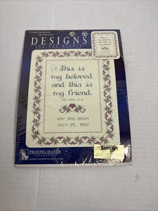 My Beloved Wedding Announcement Cross Stitch Kit Religious Praying Hands - Picture 1 of 2