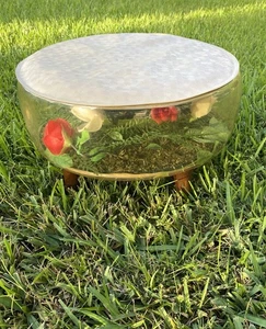 Vintage Inflatable Footstool From The 60’s Clear With Flowers - Picture 1 of 5