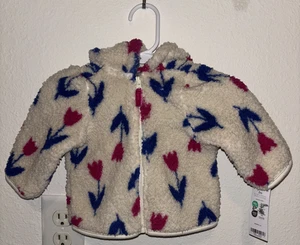 Nueva Chaqueta Carter's Floral Imitación-Sherpa Bebé Niñas 3 Meses Cremallera Completa Manga Larga - Imagen 1 de 8