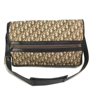 CHRISTIAN DIOR Trotter vintage 2-step flap Messenger Shoulder Bag Beige x Brown - Picture 1 of 13