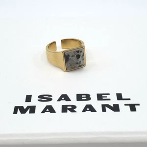 NUEVO ANILLO ISABEL MARANT DÁLMATAIN JASPE CHAPADO EN ORO PARA MUJER TALLA 8 - Imagen 1 de 7