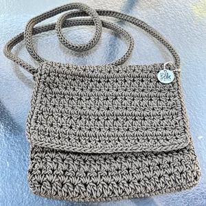 Bolso Bandolera The Sak Originals Tostado Crochet Marrón Taupe Bolso de Mano Estilo Boho Cartera - Imagen 1 de 8