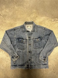 Men’s Wrangler Rugged Wear Unlined Vintage Indigo Denim Trucker Jacket sz M - Picture 1 of 5
