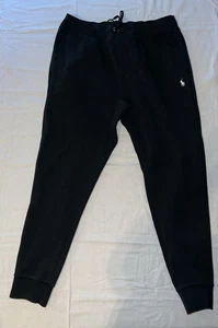 Polo Ralph Lauren Sweatpants Mens Large Black Heavyweight Preppy Lounge Pony - Picture 1 of 6