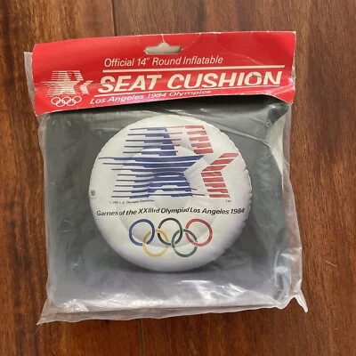 1984 Los Angeles Olympics 14" Round Inflatable Seat Cushion - NIP - Image 1 of 4