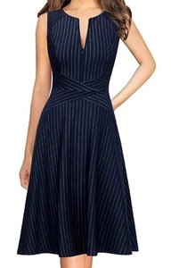 Blue And White Pinstripe Flattering Dress VF Show A Line XXL NWT - Picture 1 of 9