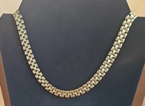 Seltene Monet flache Korb geflochtene Halsband Kette goldfarbene Halskette 16,5" 70er - Bild 1 von 6